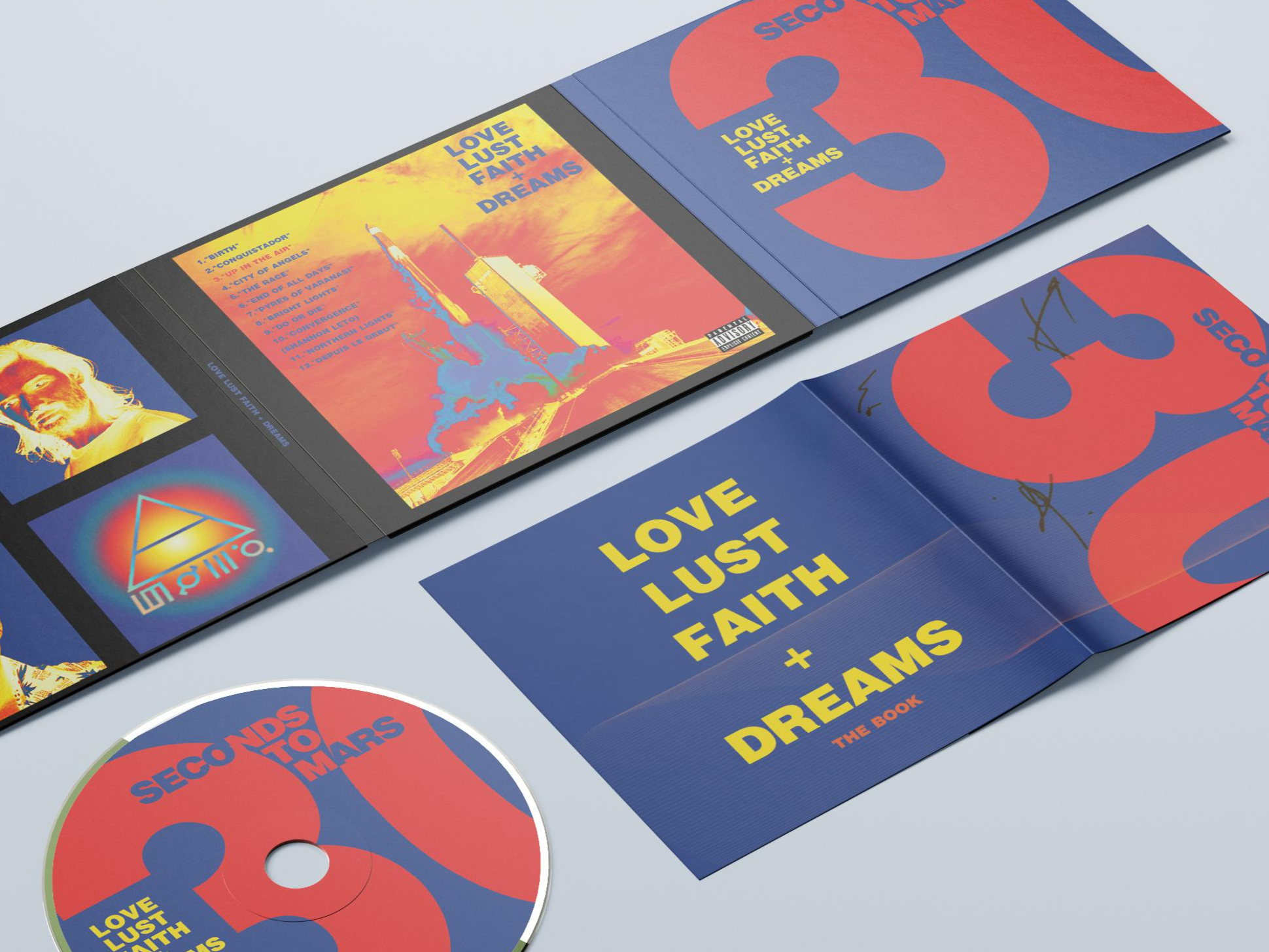 cd soft cover of the rock band 30 Seconds to Mars for their album Love Lust Faith + Dreams